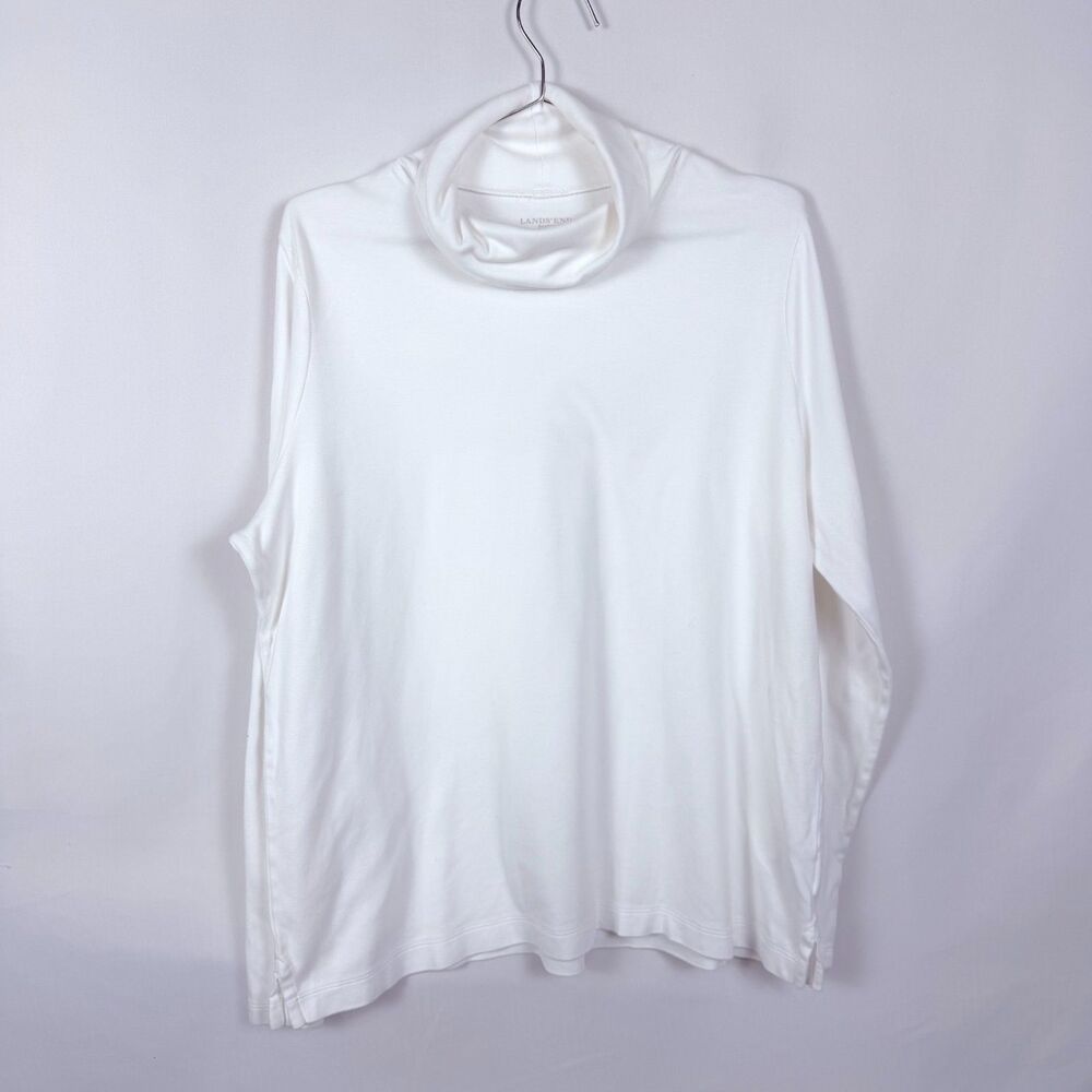 Lands' End White Women’s Shaped Fit Turtleneck Long Sleeve Holiday Size XL